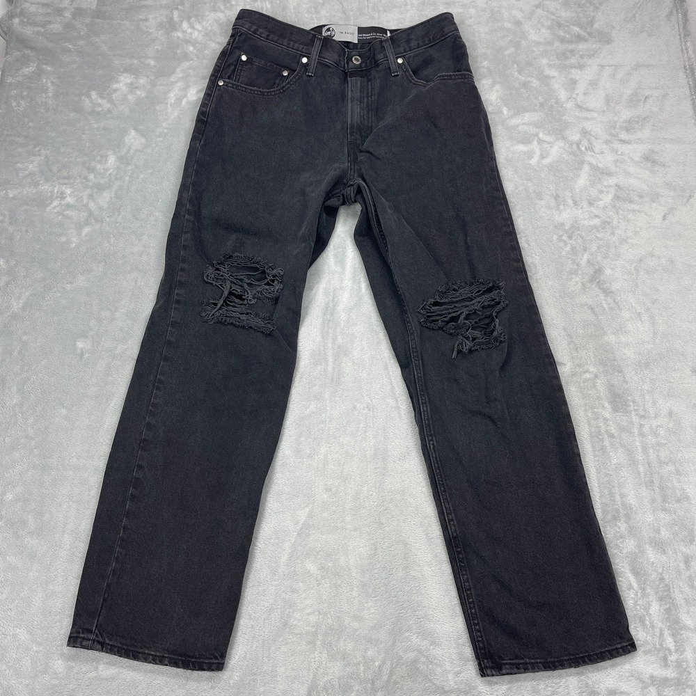 Levi's‎ Jeans Mens 31x31 Black Denim Distressed Straight Leg SilverTab '94 Baggy